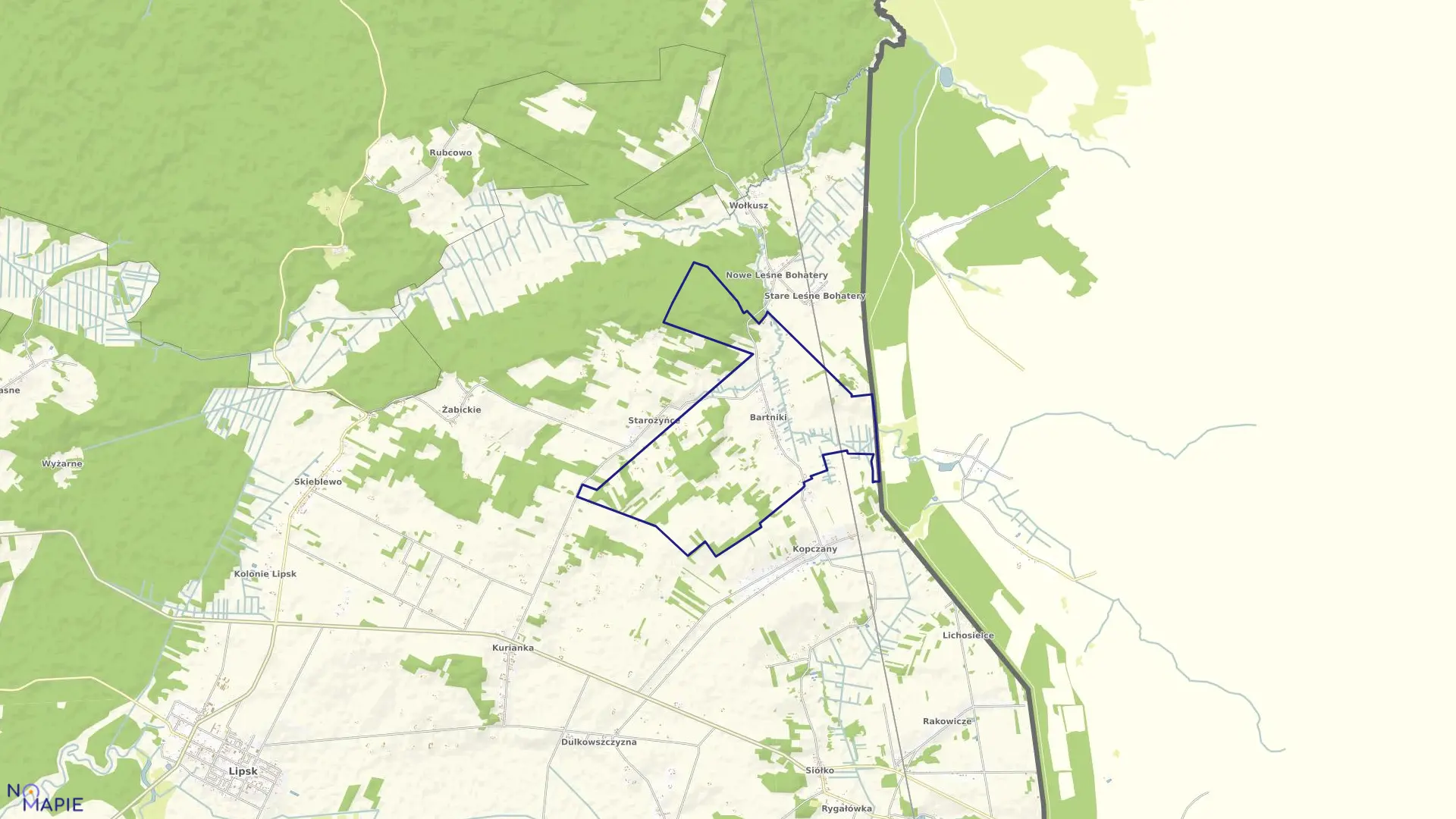 Mapa obrębu BARTNIKI w gminie Lipsk