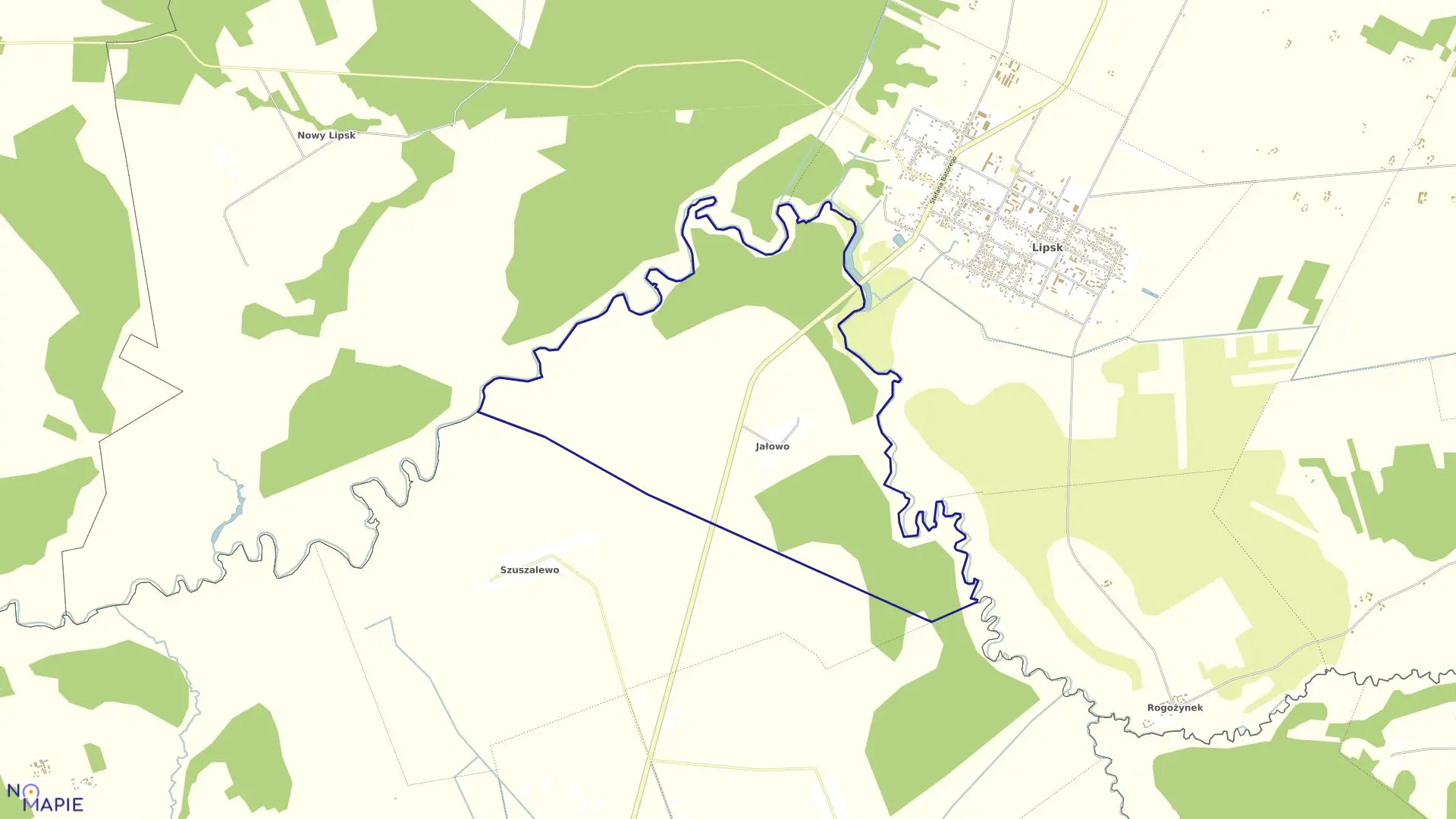 Mapa obrębu JAŁOWO w gminie Lipsk