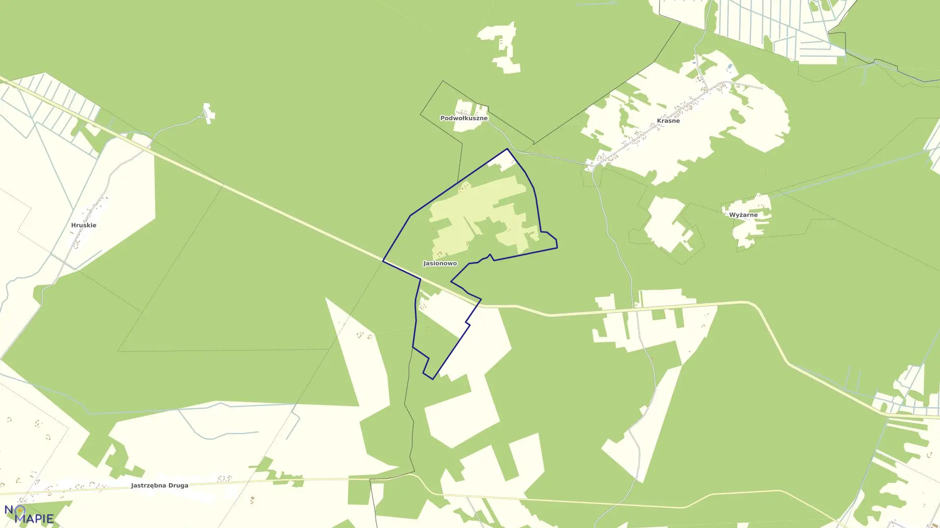 Mapa obrębu JASIONOWO w gminie Lipsk
