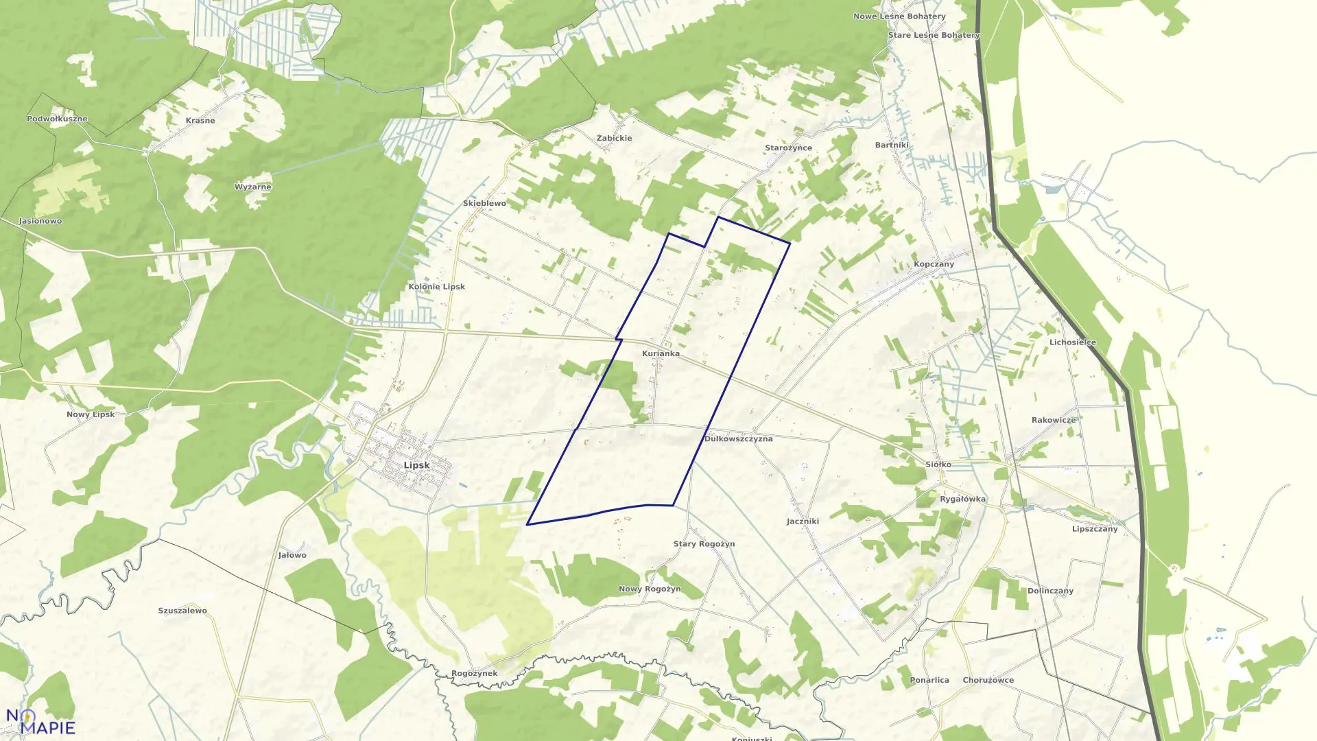 Mapa obrębu KURIANKA w gminie Lipsk