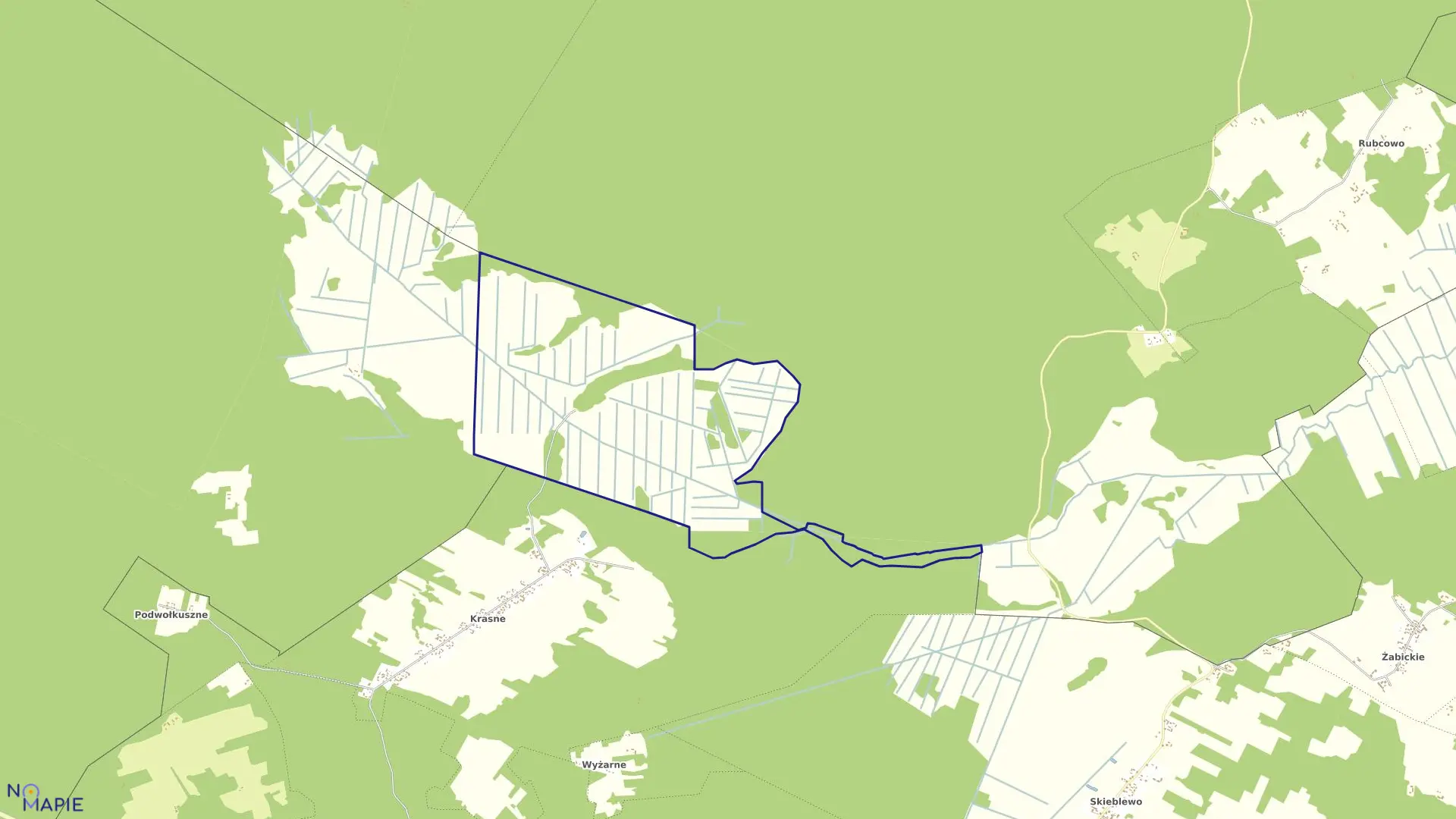 Mapa obrębu ŁĄKI WSI KRASNE w gminie Lipsk