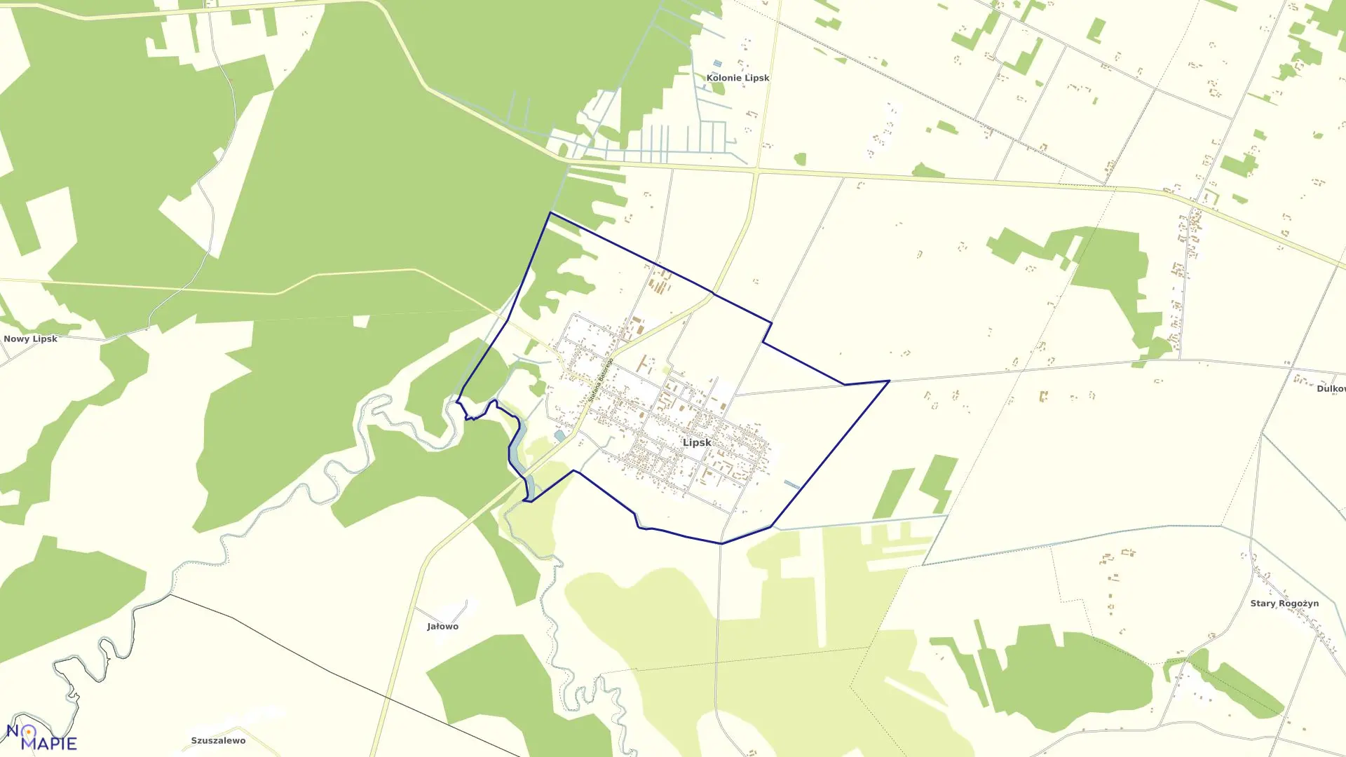 Mapa obrębu MIASTO LIPSK w gminie Lipsk