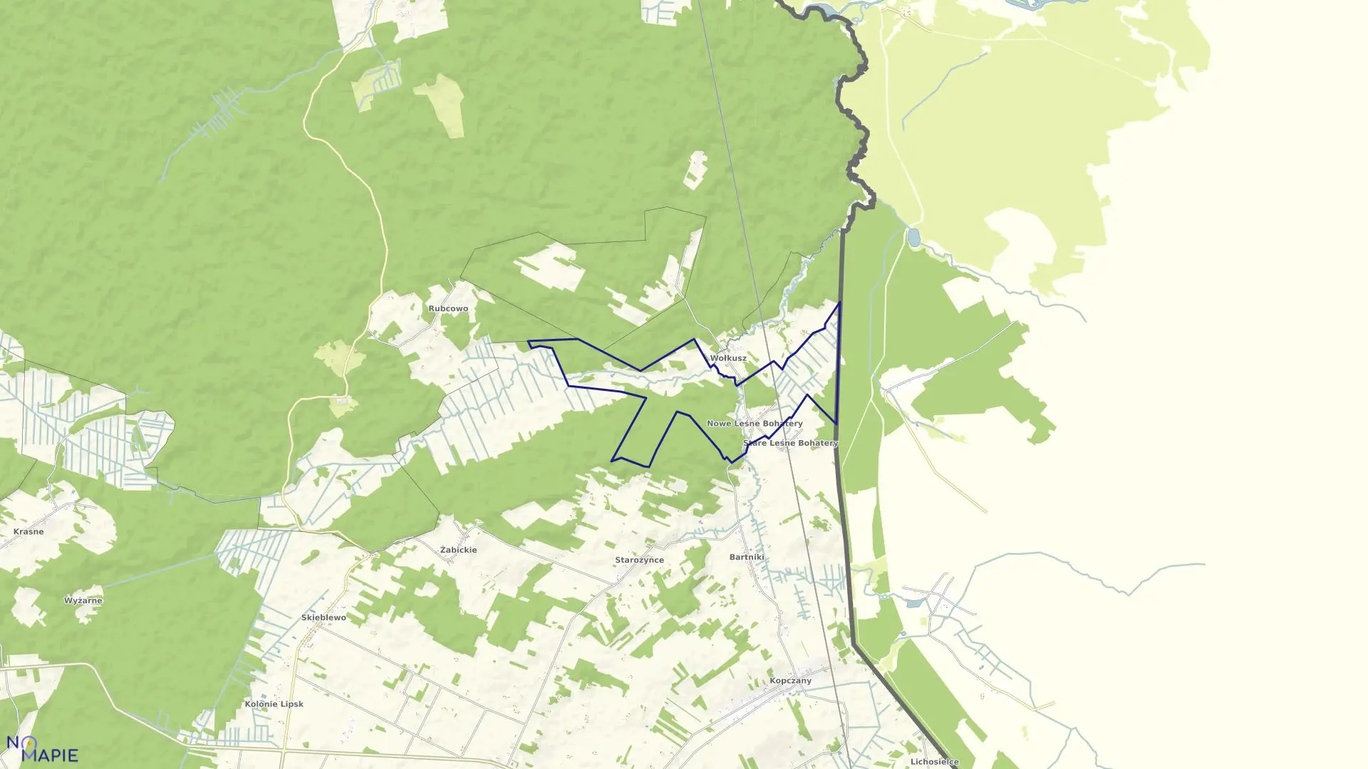 Mapa obrębu NOWE LEŚNE BOHATERY w gminie Lipsk