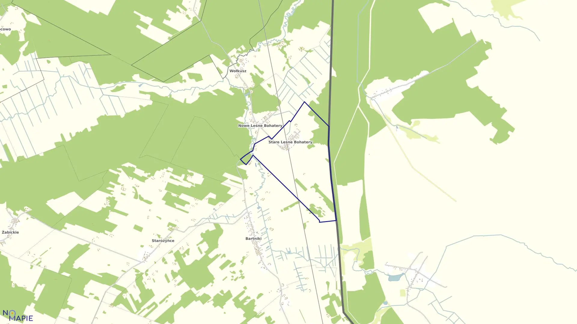 Mapa obrębu STARE LEŚNE BOHATERY w gminie Lipsk